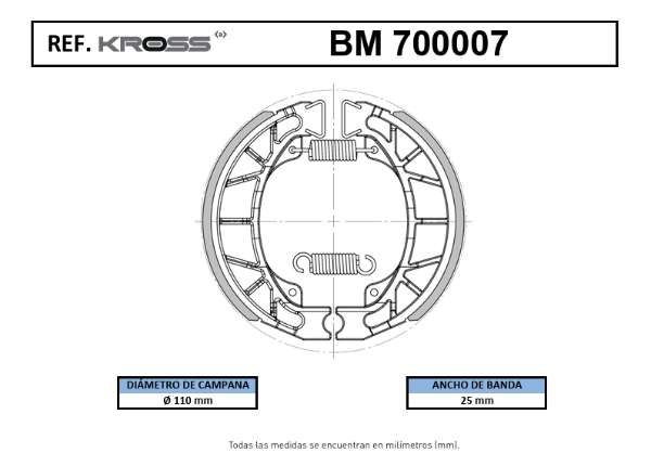 700007 BANDAS KROSS - Código SKU 700007 - Repuesto Moto EKAMOTO