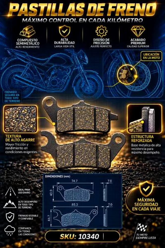 10340 PASTILAS KROSS CLICK - Código SKU 10340 - Repuesto Moto EKAMOTO