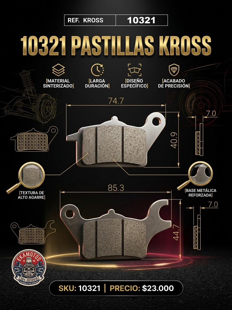 10321 PASTILLAS KROSS VIVA R - Código SKU 10321 - Repuesto Moto EKAMOTO