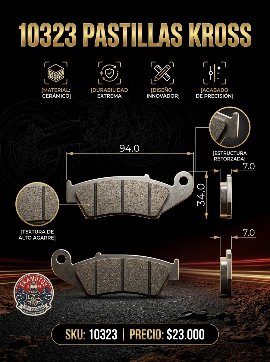 10323 PASTILLAS KROSS ADVENTURE TT 250 - Código SKU 10323 - Repuesto Moto EKAMOTO