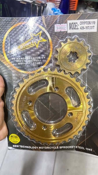 Plato piñón criptón 110 - Código SKU Kitcripton110 - Repuesto Moto EKAMOTO