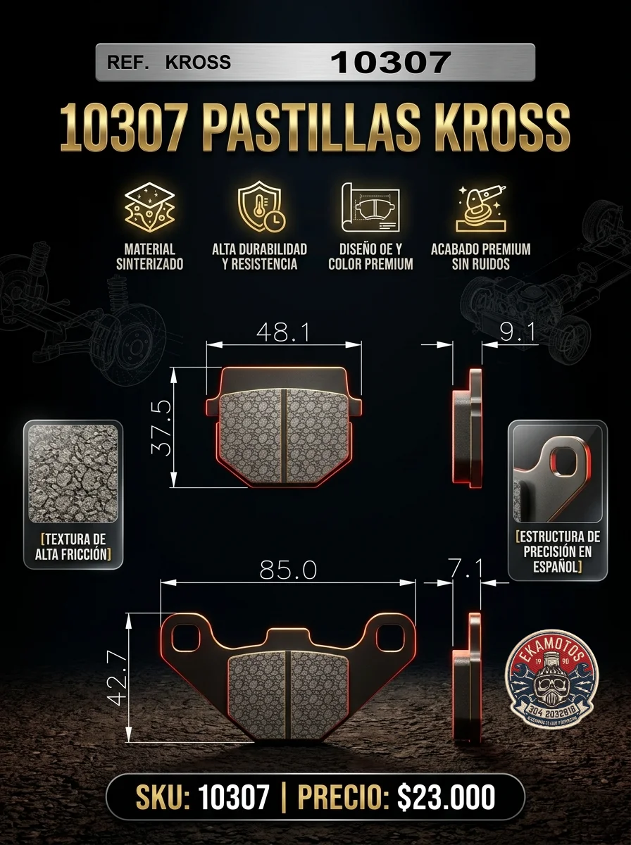 10307 PASTILLAS KROSS - Código SKU 10307 - Repuesto Moto EKAMOTO