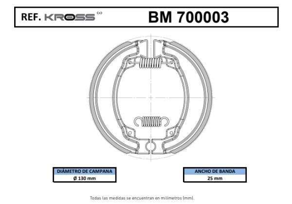 700003 BANDAS KROSS - Código SKU 700003 - Repuesto Moto EKAMOTO