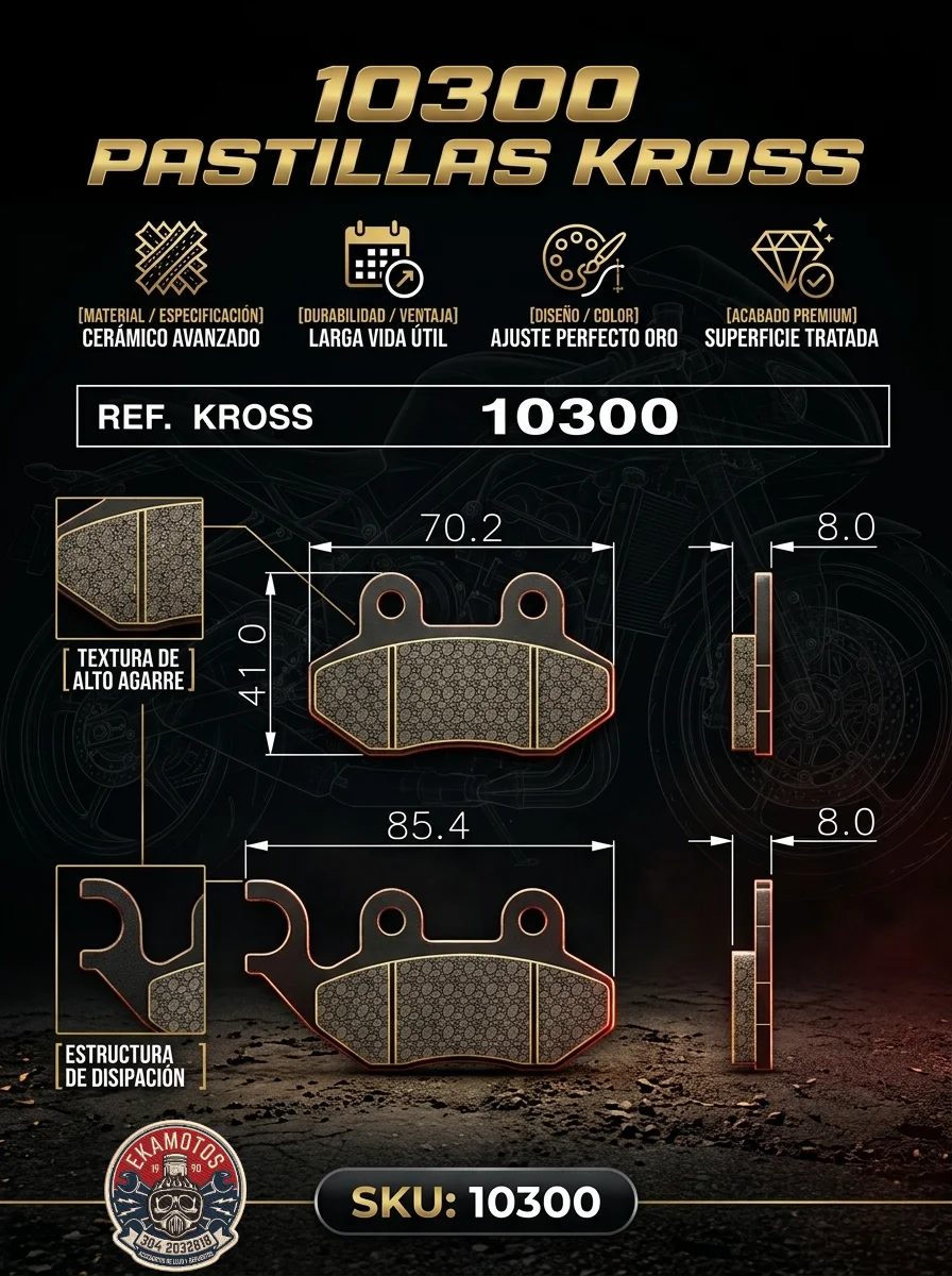 10300 PASTILLAS KROSS - Código SKU 10300 - Repuesto Moto EKAMOTO