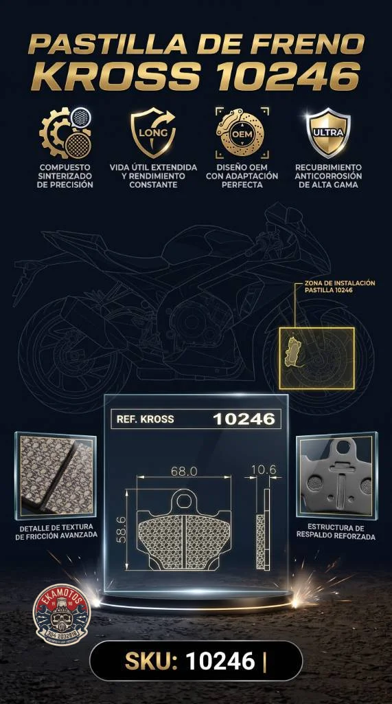 10246 PASTILLA KROSS RX - Código SKU 10246 - Repuesto Moto EKAMOTO
