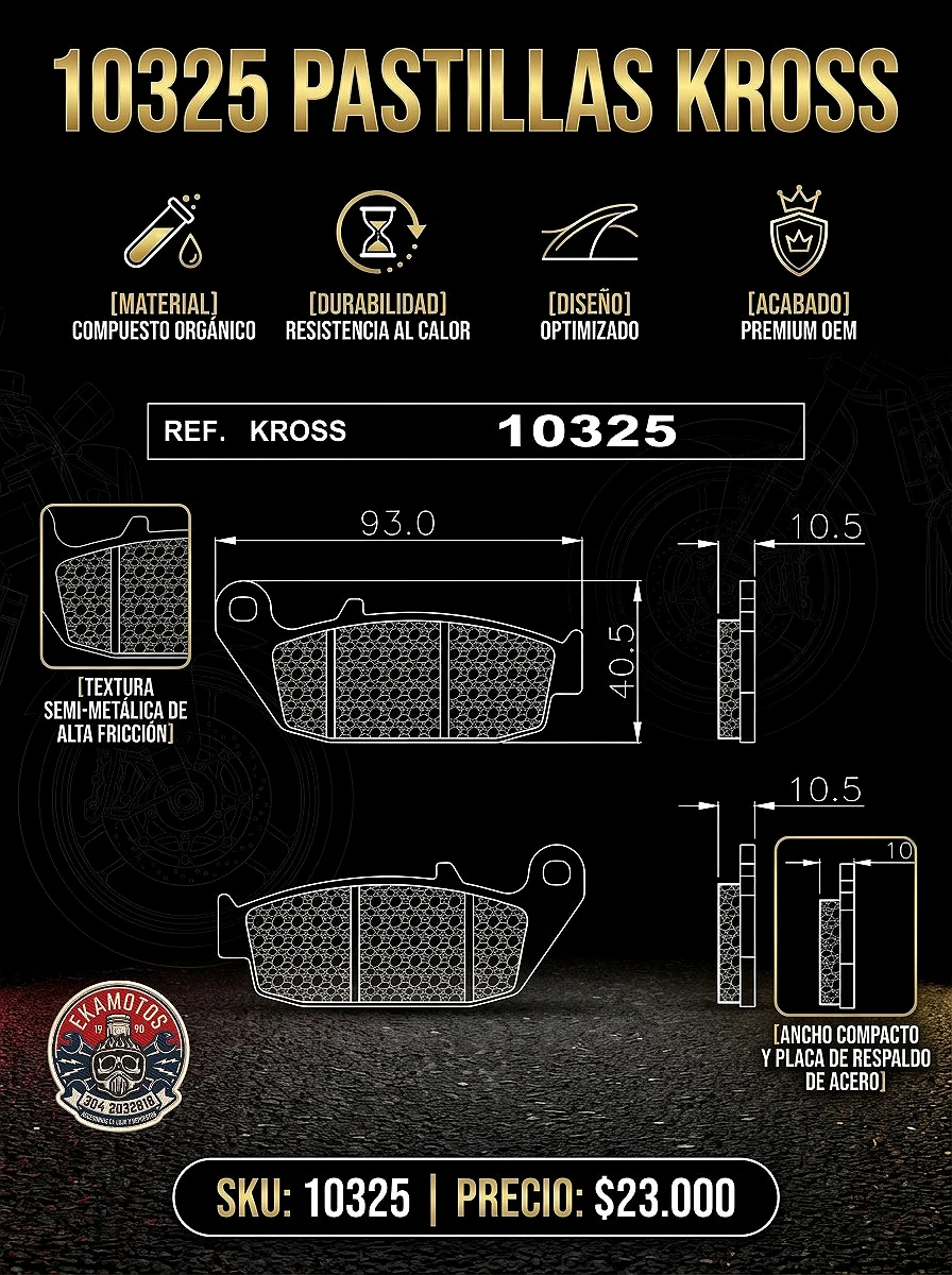 10325 PASTILLAS KROSS TT 180 - Código SKU 10325 - Repuesto Moto EKAMOTO