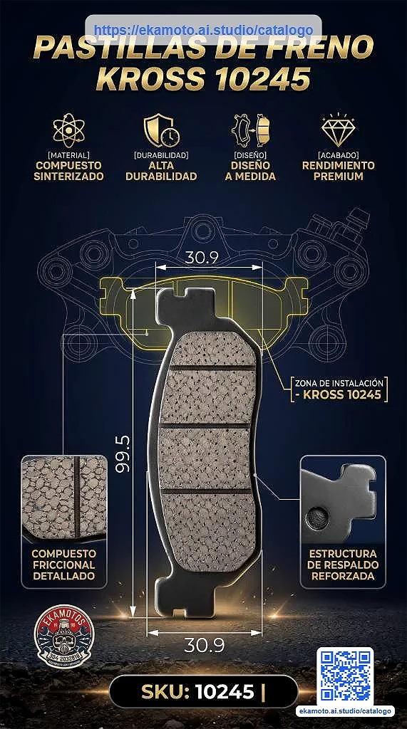 10245 PASTILLA KROSS CRYPTON - Código SKU 10245 - Repuesto Moto EKAMOTO