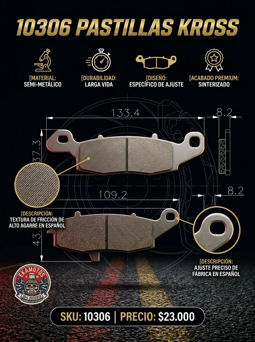 10306 PASTILLAS KROSS - Código SKU 10306 - Repuesto Moto EKAMOTO
