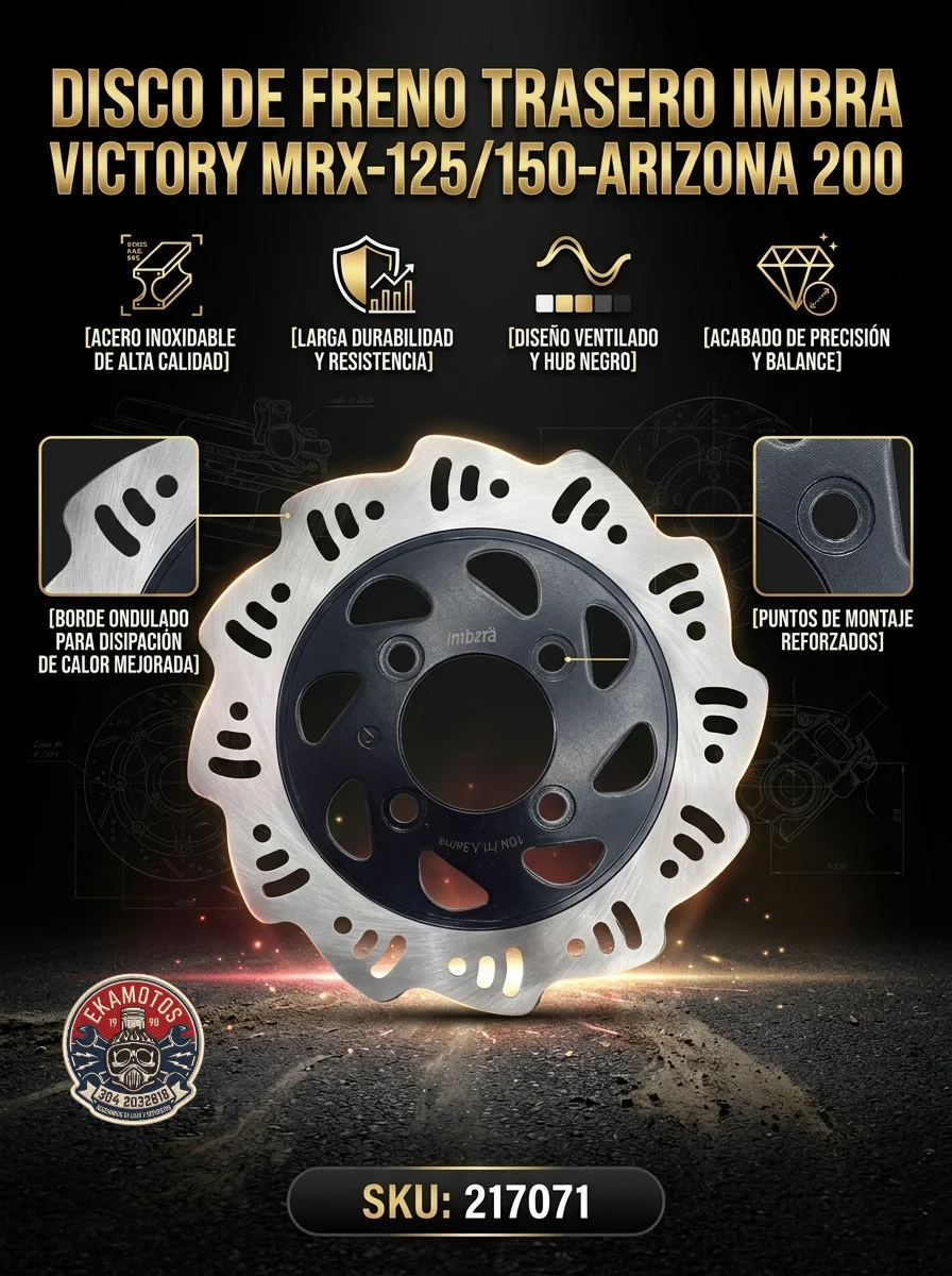 DISCO DE FRENO TRASERO IMBRA VICTORY MRX-125/150-ARIZONA 200 - Código SKU 217071 - Repuesto Moto EKAMOTO