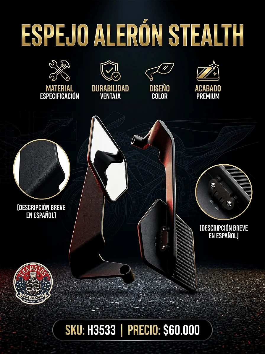 ESPEJO ALERON STEALTH - Código SKU H3533 - Repuesto Moto EKAMOTO
