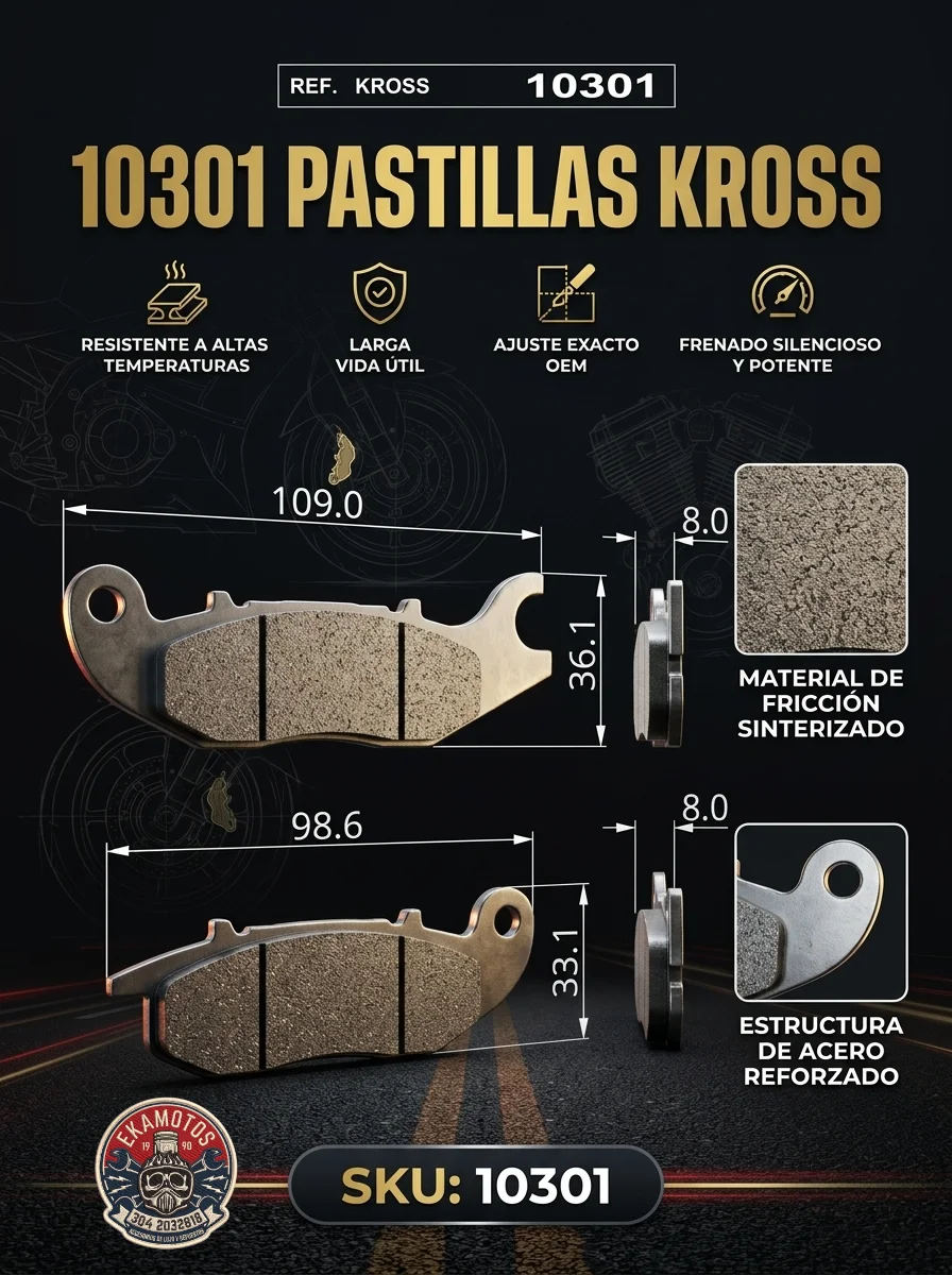 10301 PASTILLAS KROSS - Código SKU 10301 - Repuesto Moto EKAMOTO